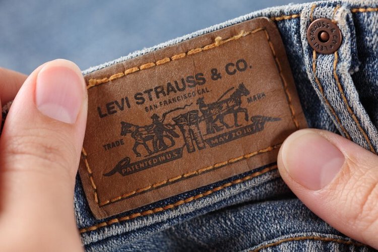 leather tag on Levi jeans