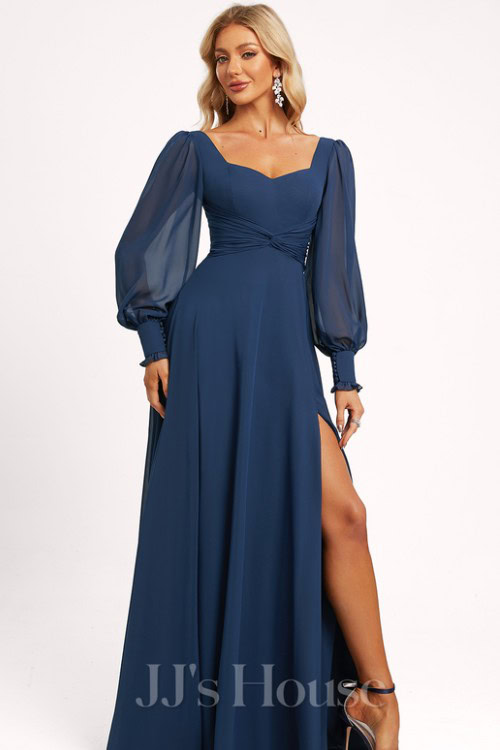 A-line V-Neck Floor-Length Chiffon Bridesmaid Dress