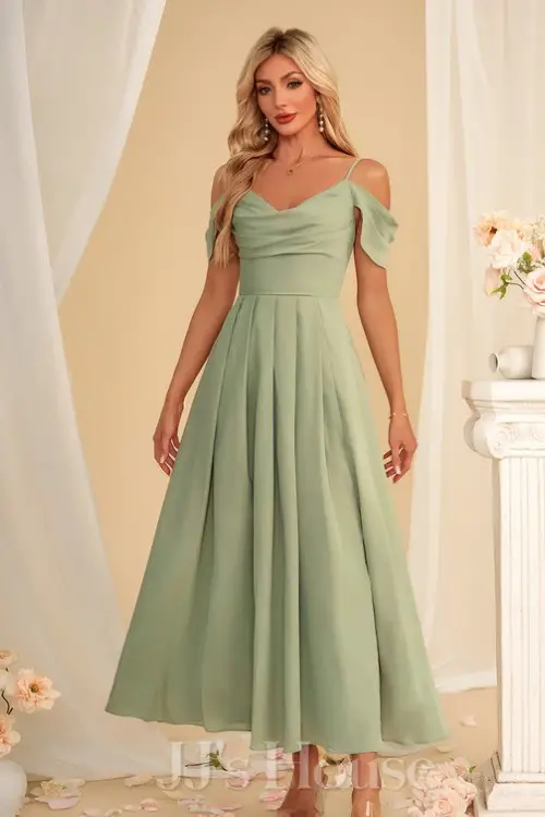 Pleated V-Neck Sleeveless A-line Charmeuse Maxi Dress