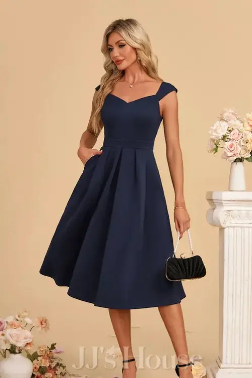 Sweetheart Sleeveless A-line Jersey Midi Dress