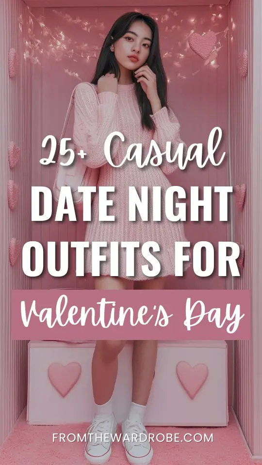 a woman wears a pink casual date night outfit for valentine's day