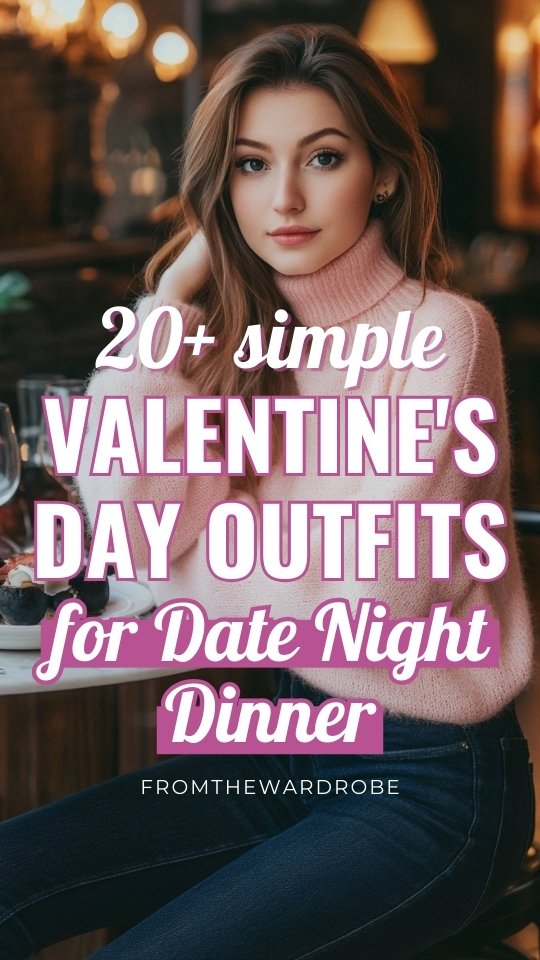 a woman wears a simple valentine's day outfit for date night dinner