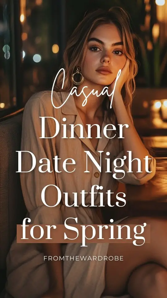 a woman wears a casual dinner date night outfit for spring