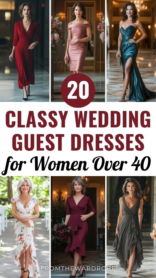 women over 40 wear classy wedding guest dresses