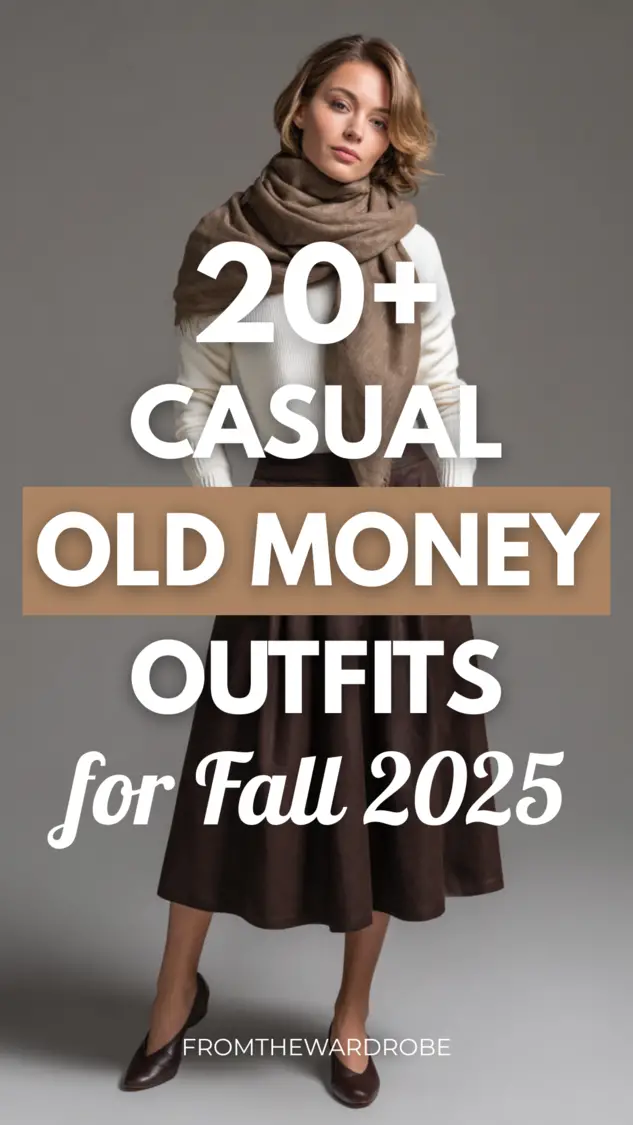 a woman wears a casual old money outfits with a white sweater and a brown skirt for fall