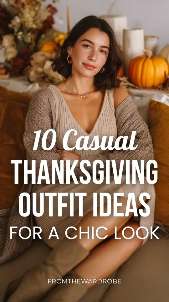 A woman dressed in a casual Thanksgiving outfit with a ribbed midi dress with a long cardigan and flat boots