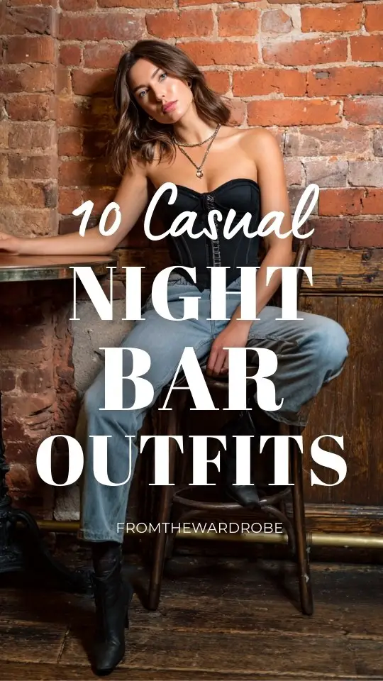 A trendy woman wearing casual night bar outfit with straight-leg jeans with a fitted corset-style top and ankle boots