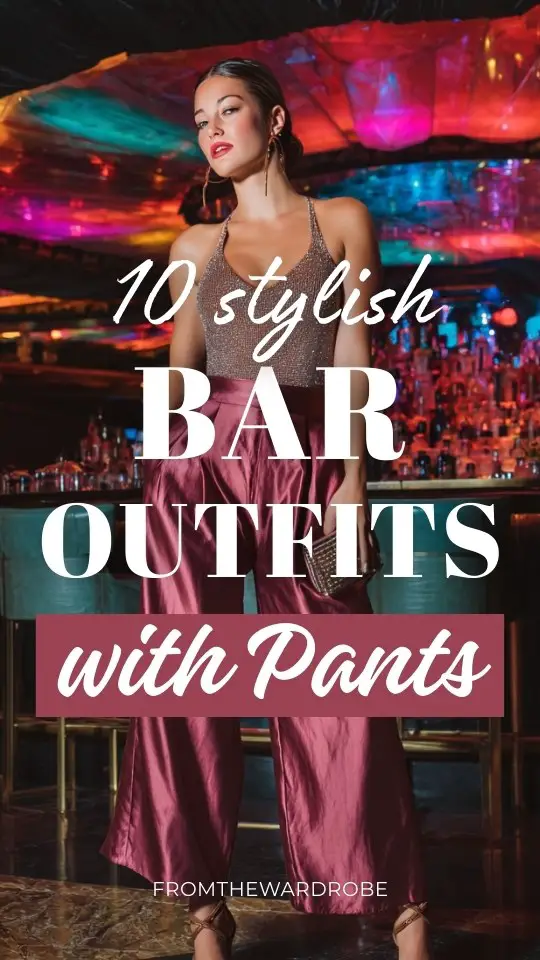 A woman wearing bar outfit with pants, a sparkly sleeveless top and strappy heels