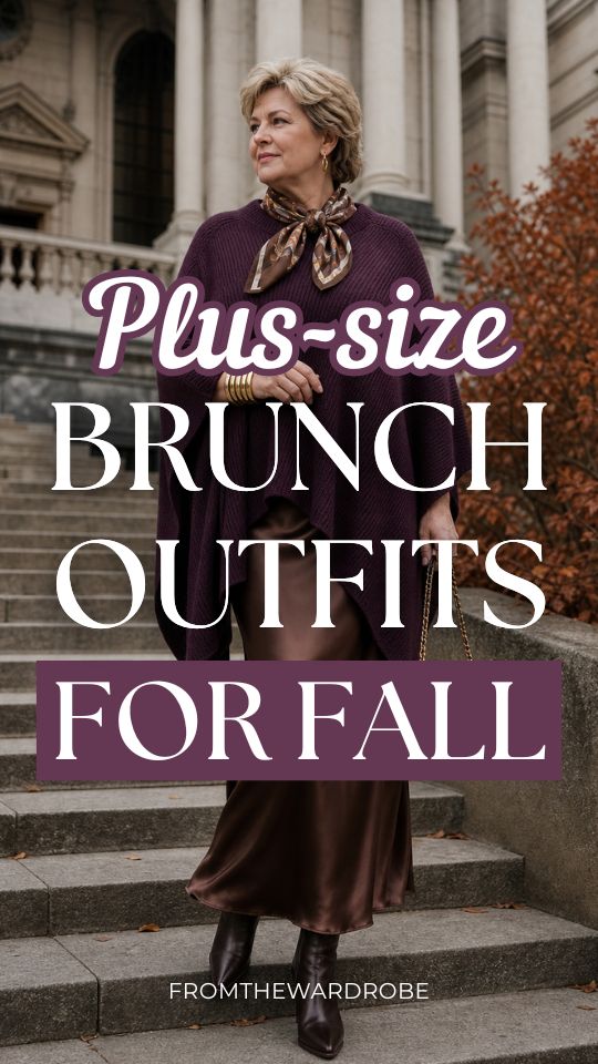 a plus-size woman in a fall brunch outfit