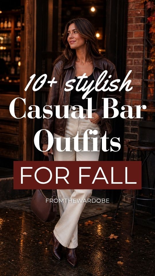 a woman in a casual bar outfit for going out in fall