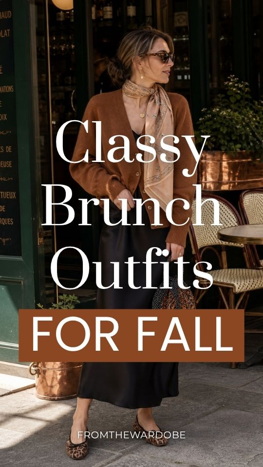 a woman in a classy brunch outfit for fall