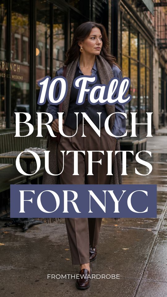 a woman in a stylish fall brunch outfit for NYC
