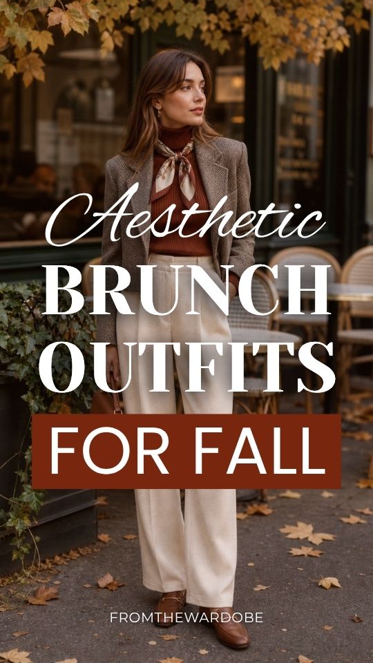 a woman in an aesthetic brunch outfit for fall