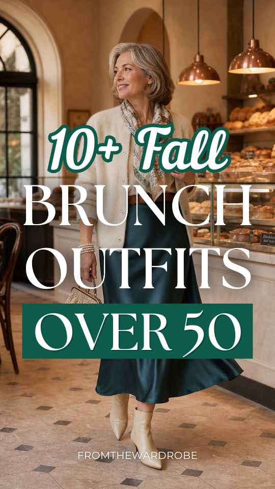 a woman over 50 wears a fall brunch outfit