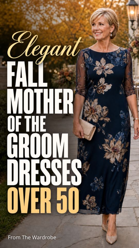 A woman wears a navy dress with pointed heels and a clutch for a mother of the groom dresses over 50 for fall weddings